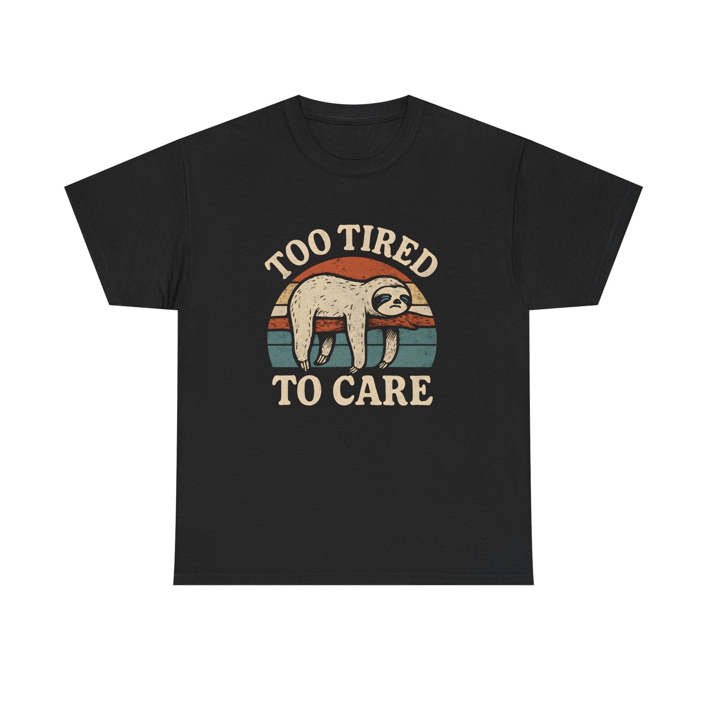 Too Tired To Care Sloth Tee – Funny Introvert Unisex Cotton Shirt for Sloth Lovers & Homebodies