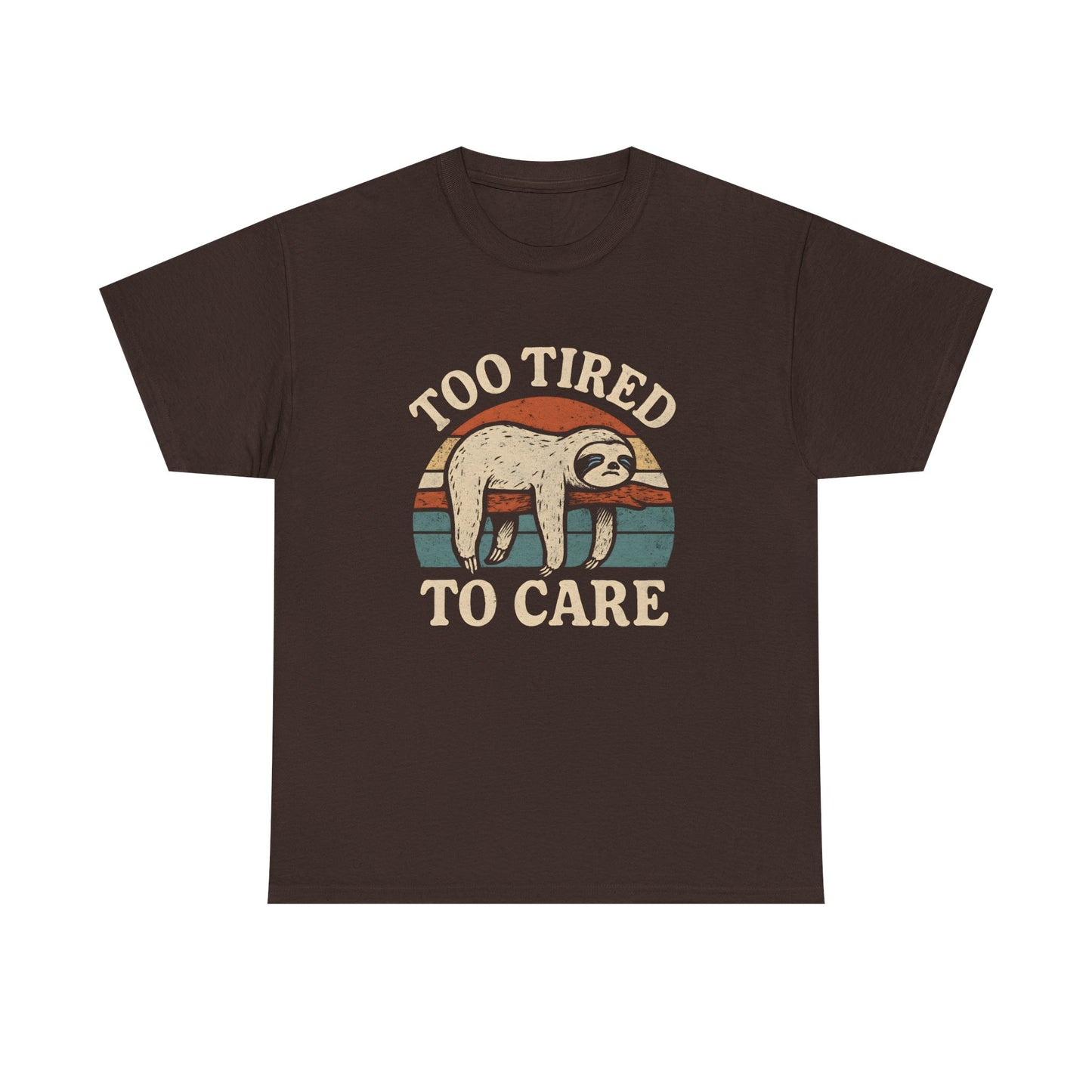 Too Tired To Care Sloth Tee – Funny Introvert Unisex Cotton Shirt for Sloth Lovers & Homebodies