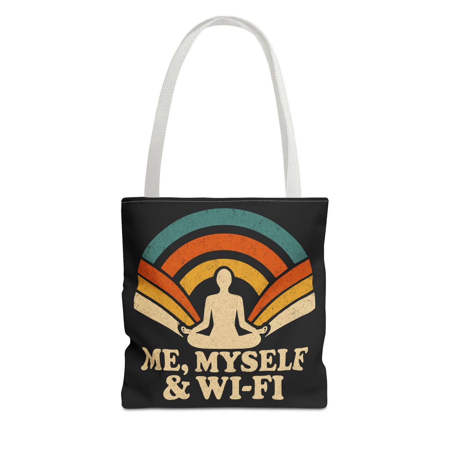 Me, Myself & Wi-Fi Tote Bag – Funny Retro Introvert Tote for Homebodies & Digital Hermits