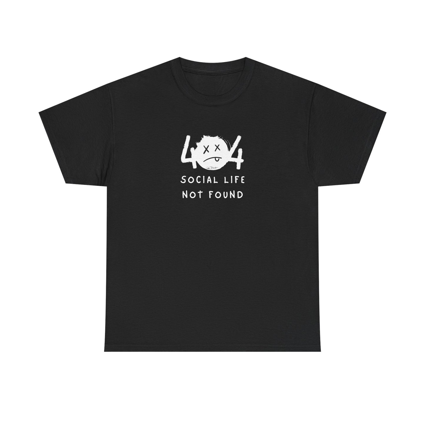 404 Social Life Not Found Unisex Cotton Tee – Funny Introvert Shirt for Tech Lovers & Homebodies