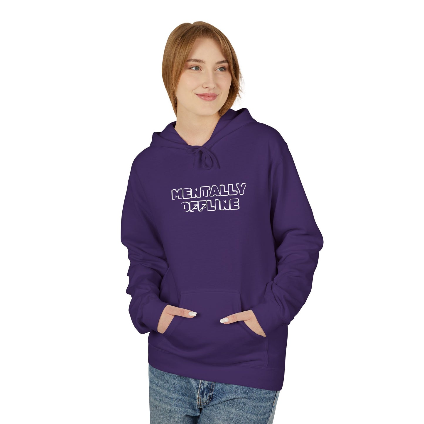 Mentally Offline Fleece Hoodie – Funny Introvert Hoodie for Digital Detox & Chill Days