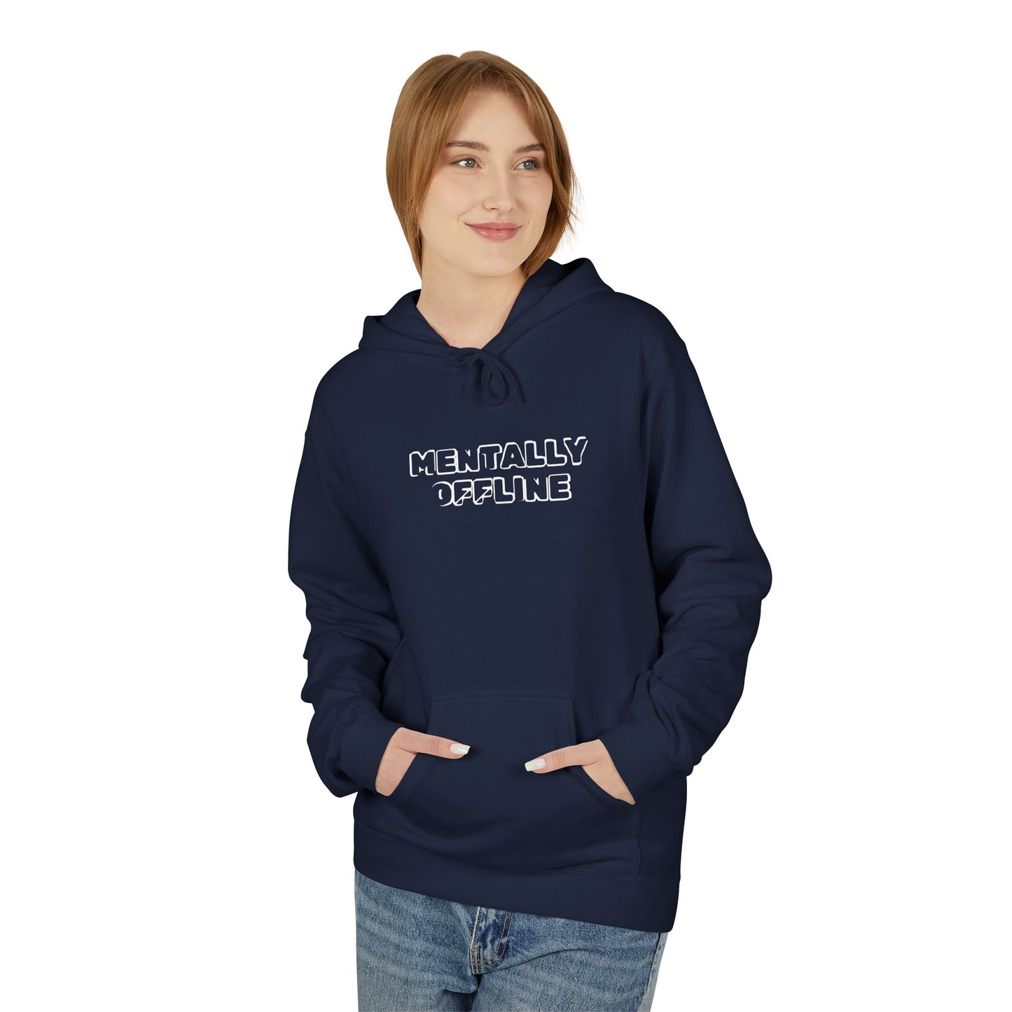 Mentally Offline Fleece Hoodie – Funny Introvert Hoodie for Digital Detox & Chill Days
