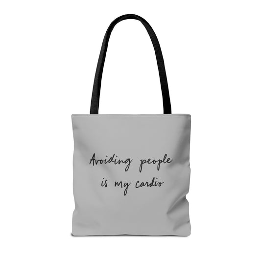 Avoiding People Is My Cardio Tote Bag – Funny Minimalist Introvert Tote for Everyday Use