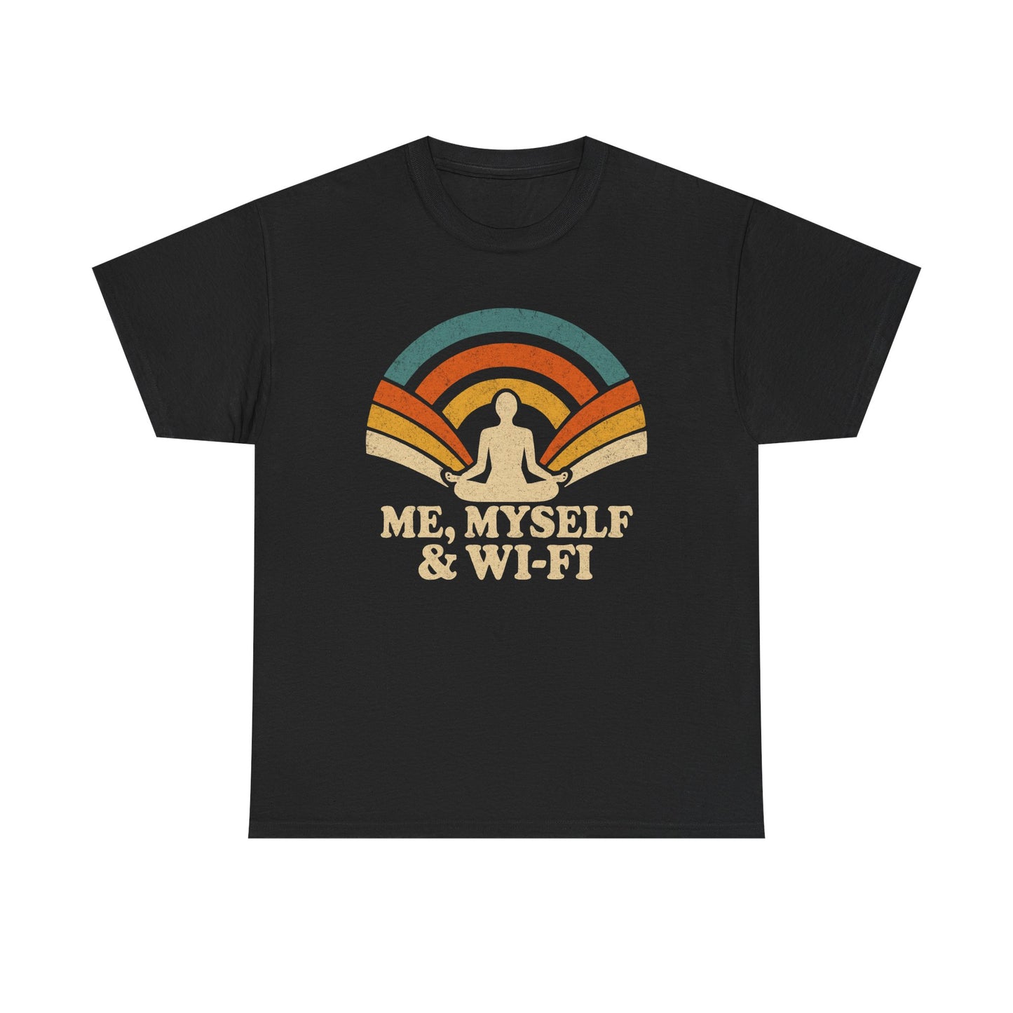 Me, Myself & Wi-Fi Unisex Cotton Tee – Funny Retro Introvert Shirt for Homebodies & Digital Hermits