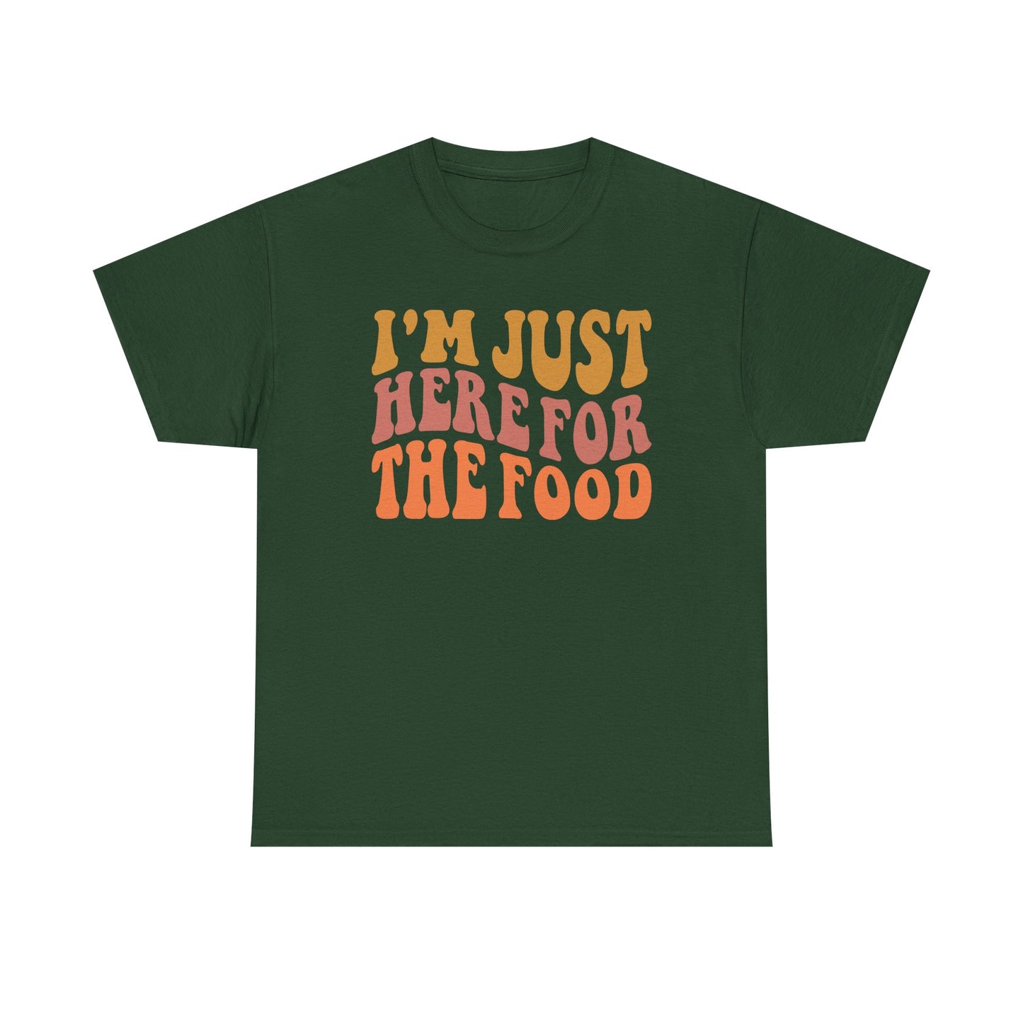 I’m Just Here for the Food Unisex Cotton Tee – Funny Introvert Shirt for Food Lovers & Social Avoiders