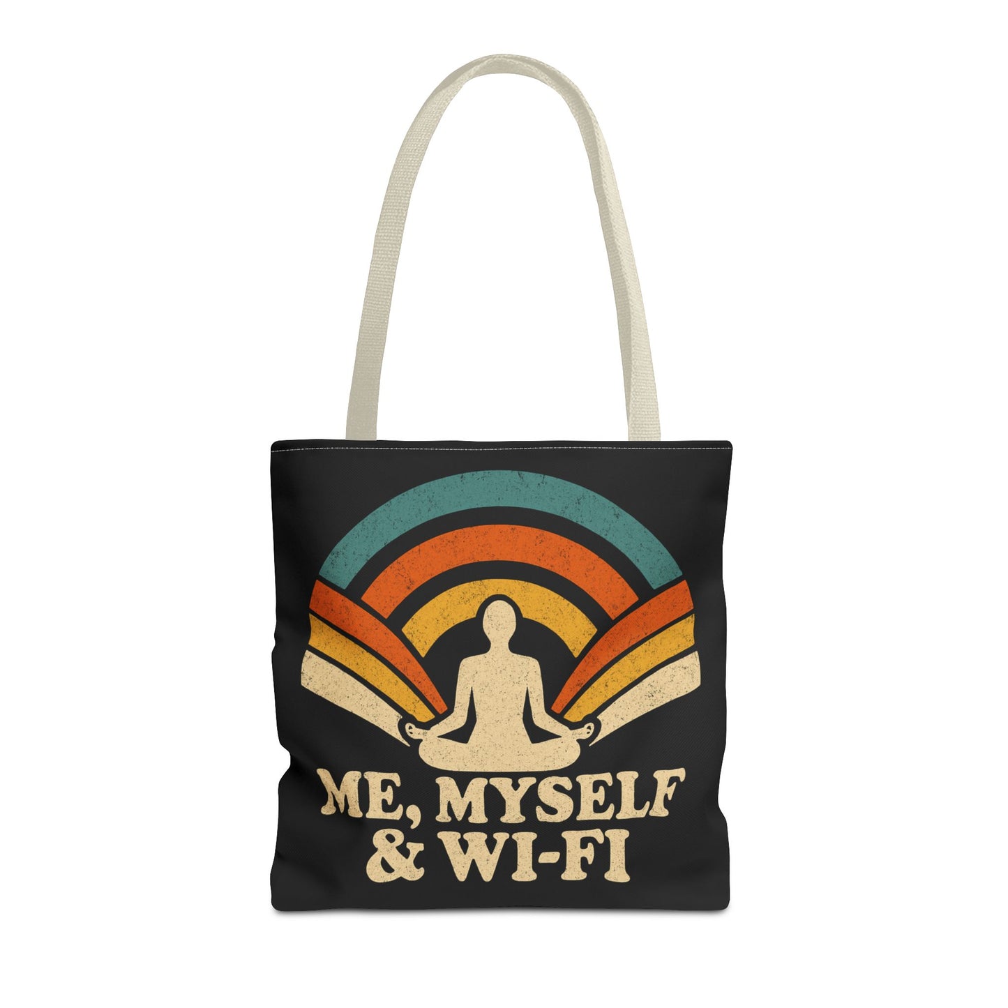 Me, Myself & Wi-Fi Tote Bag – Funny Retro Introvert Tote for Homebodies & Digital Hermits