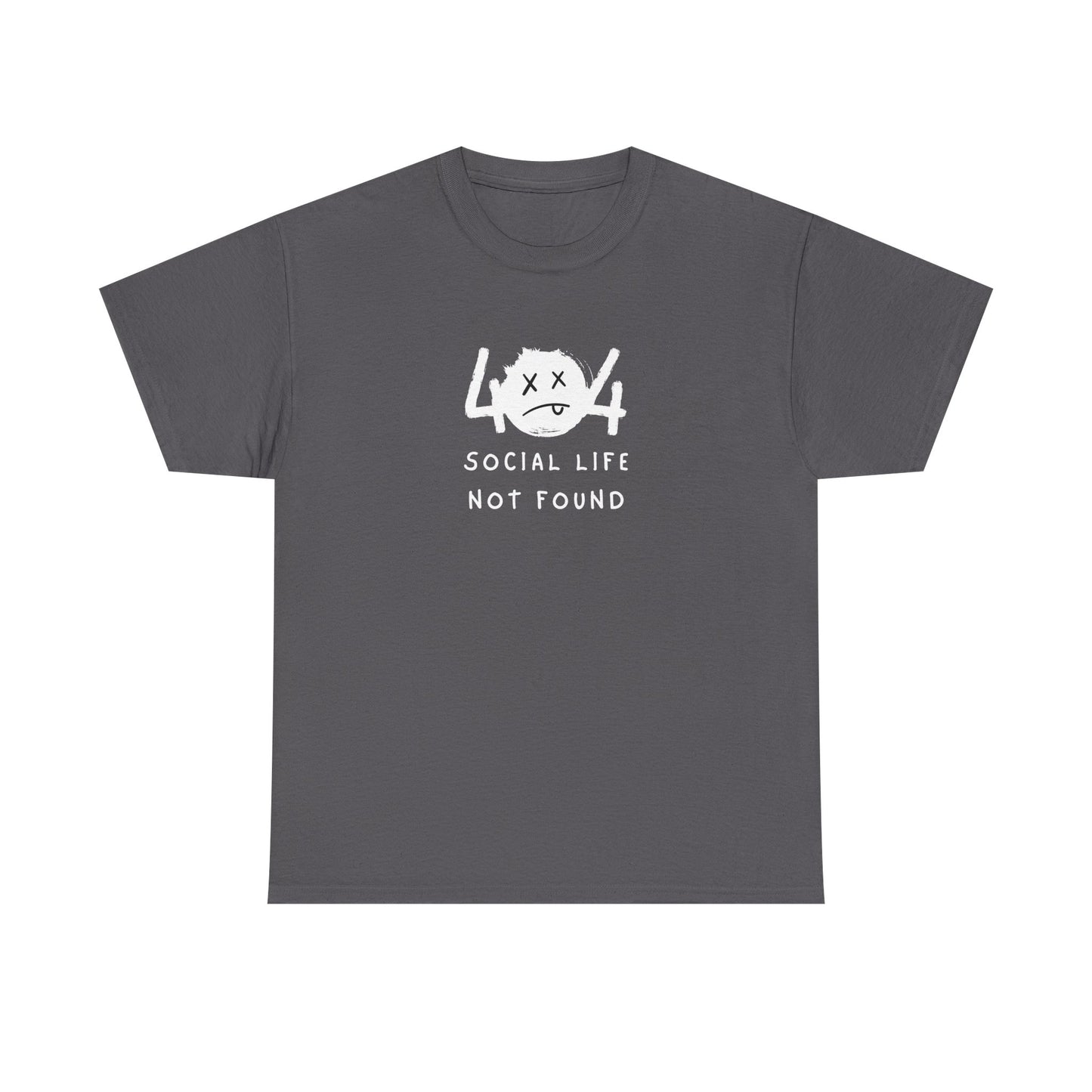 404 Social Life Not Found Unisex Cotton Tee – Funny Introvert Shirt for Tech Lovers & Homebodies